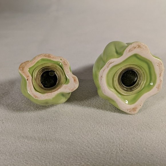 Ceramic Frogs Salt & Pepper Shakers Green Chinese Frogs Cottage Spring Summer - Picture 7 of 8